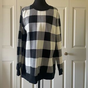 Land's End | Plaid Crewneck Sweatshirt. Size Small. B&W Casual. Weekend. Cozy